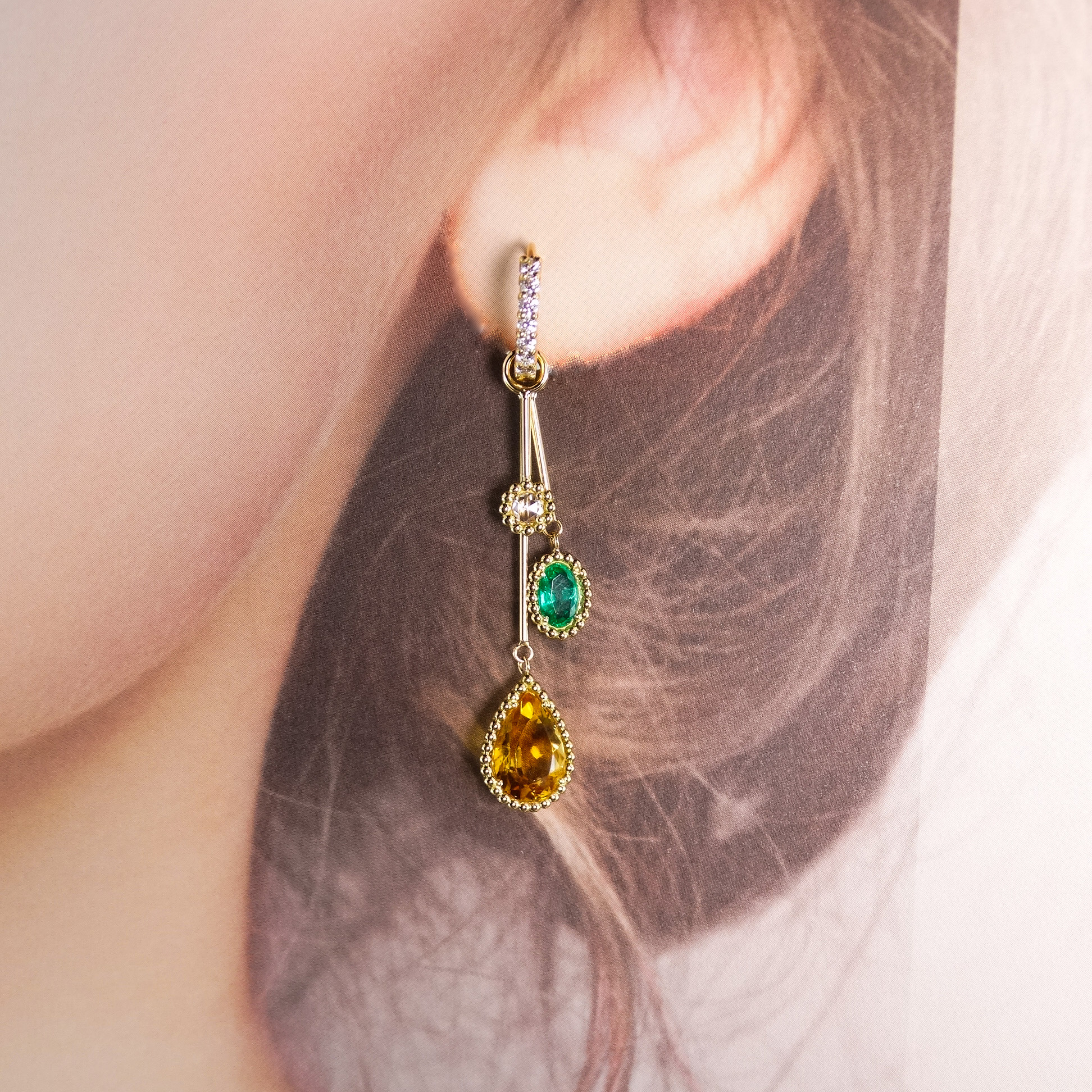 宝石のスイングとダンス　ピアス＆チャーム